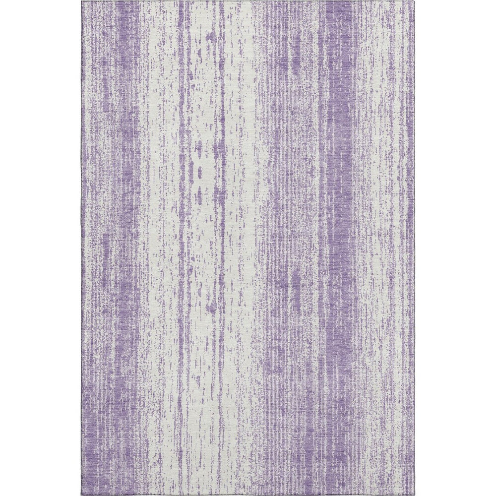 HomeRoots 9' X 12' Striped Purple and Ivory Washable Area Rug with UV Protection for Busy Homes & Kids 668360