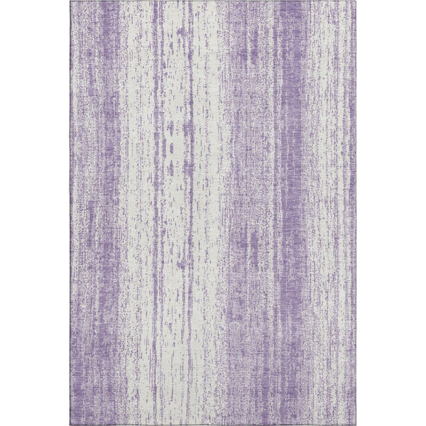 HomeRoots 9' X 12' Striped Purple and Ivory Washable Area Rug with UV Protection for Busy Homes & Kids 668360