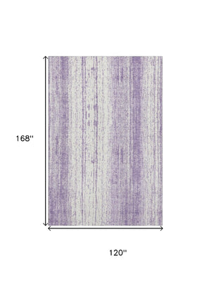 HomeRoots 10' Purple & Ivory Striped Washable Area Rug - UV Protected, Stain Resistant, Perfect for Homes! 668361