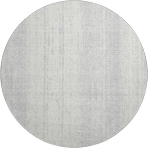 HomeRoots 8' Washable Round Rug in Silver and Ivory Stripes - Durable, UV-Protected, Perfect for Family Spaces 668364