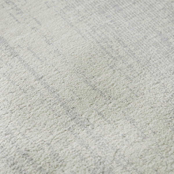 HomeRoots 8' Washable Round Rug in Silver and Ivory Stripes - Durable, UV-Protected, Perfect for Family Spaces 668364