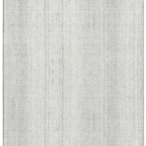HomeRoots 8' X 10' Silver and Ivory Striped Washable Area Rug with UV Protection for Stylish, Easy Care Living 668365