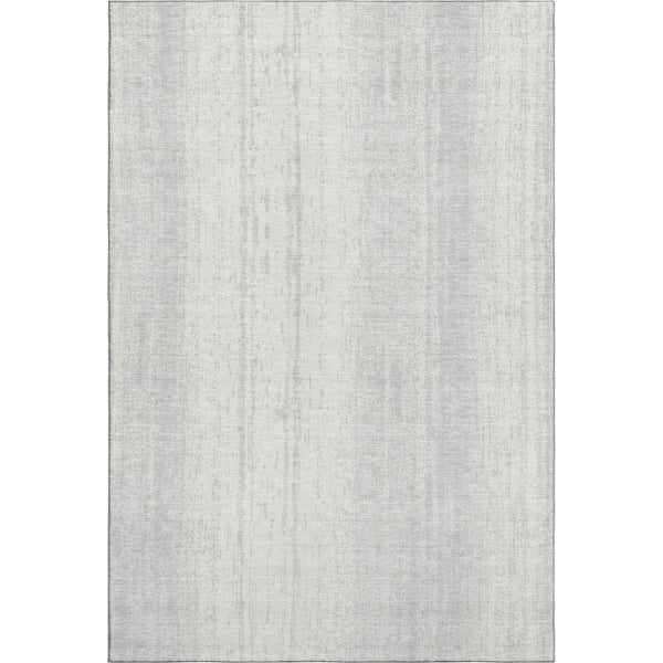 HomeRoots 9' X 12' Striped Area Rug in Silver & Ivory - Washable, UV Protected, Durable for High-Traffic Spaces 668366