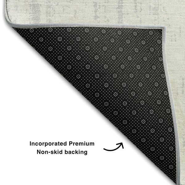 HomeRoots 9' X 12' Striped Area Rug in Silver & Ivory - Washable, UV Protected, Durable for High-Traffic Spaces 668366