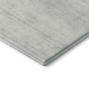 HomeRoots 9' X 12' Striped Area Rug in Silver & Ivory - Washable, UV Protected, Durable for High-Traffic Spaces 668366
