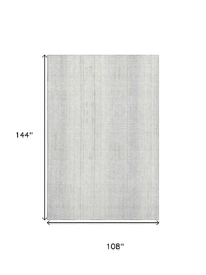 HomeRoots 9' X 12' Striped Area Rug in Silver & Ivory - Washable, UV Protected, Durable for High-Traffic Spaces 668366