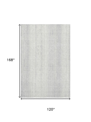 HomeRoots 10' Silver and Ivory Striped Area Rug - Washable, Durable, UV Protected, Perfect for Busy Homes 668367