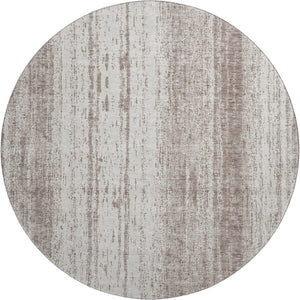 HomeRoots 8' Taupe and Ivory Striped Round Rug - Washable, UV-Protected, Soft & Stain-Resistant Design for Homes 668370
