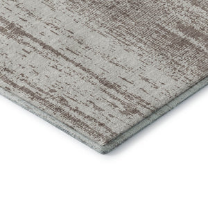 HomeRoots 8' Taupe and Ivory Striped Round Rug - Washable, UV-Protected, Soft & Stain-Resistant Design for Homes 668370