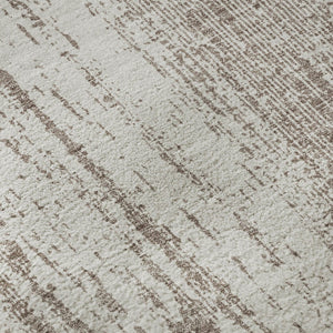 HomeRoots 8' Taupe and Ivory Striped Round Rug - Washable, UV-Protected, Soft & Stain-Resistant Design for Homes 668370