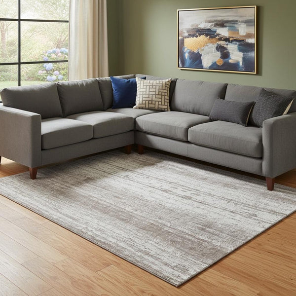 HomeRoots 8' X 10' Taupe And Ivory Striped Area Rug - Durable, Washable, UV Protected for Homes with Kids & Pets 668371