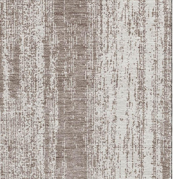 HomeRoots 10' X 14' Taupe And Ivory Striped Area Rug - UV Protected, Stain-Resistant, Soft & Durable Design 668373