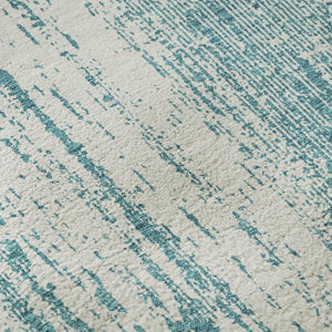 HomeRoots 5' X 8' Teal And Ivory Striped Area Rug - Washable, UV Protected, Durable for Home & Patio Use! 668375