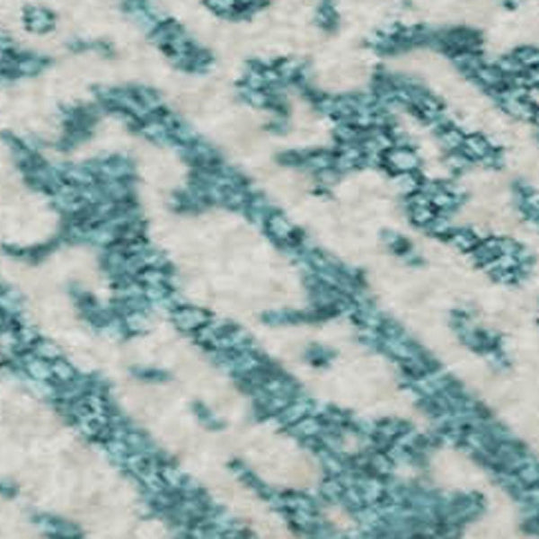 HomeRoots 10' X 14' Coastal-Inspired Teal and Ivory Striped Rug - Stain-Resistant, UV Protected for Living Spaces 668379
