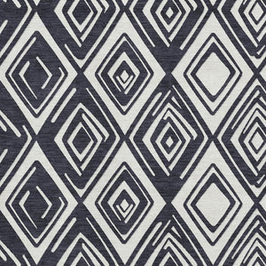 HomeRoots 5' X 8' Black And Ivory Geometric Area Rug - Washable, Stain-Resistant, UV-Protected for Busy Homes 668381