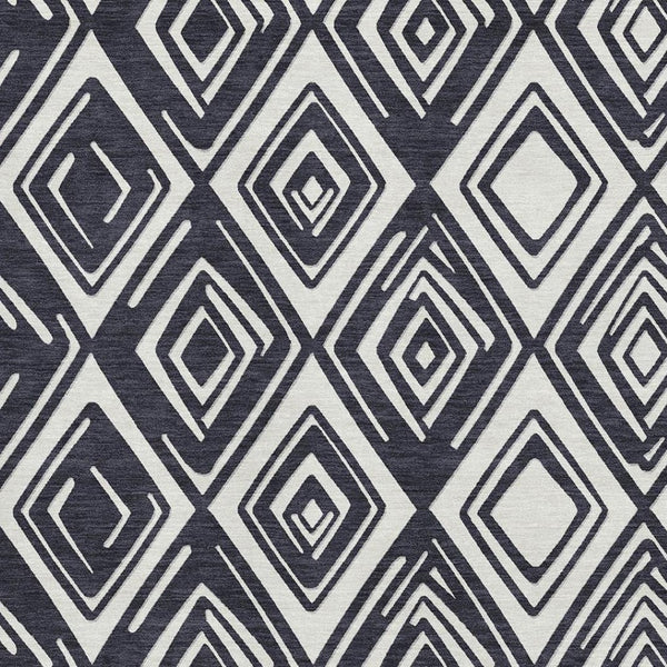 HomeRoots 5' X 8' Black And Ivory Geometric Area Rug - Washable, Stain-Resistant, UV-Protected for Busy Homes 668381