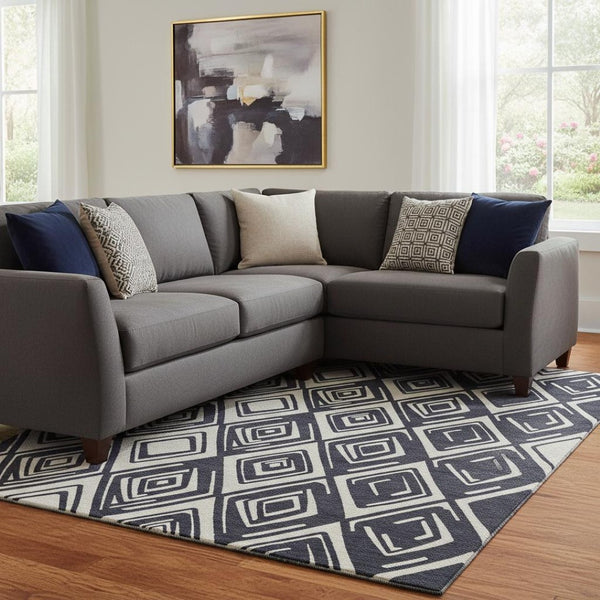 HomeRoots 8' X 10' Black And Ivory Geometric Area Rug - Washable, UV-Protected, Perfect for Modern Homes! 668383