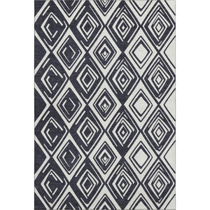 HomeRoots 8' X 10' Black And Ivory Geometric Area Rug - Washable, UV-Protected, Perfect for Modern Homes! 668383