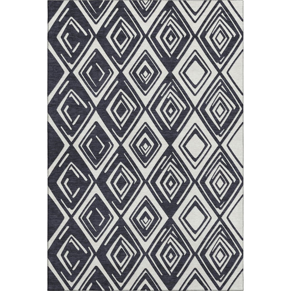 HomeRoots 8' X 10' Black And Ivory Geometric Area Rug - Washable, UV-Protected, Perfect for Modern Homes! 668383