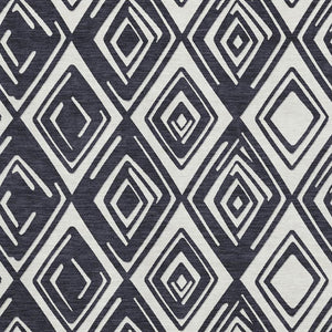 HomeRoots 8' X 10' Black And Ivory Geometric Area Rug - Washable, UV-Protected, Perfect for Modern Homes! 668383