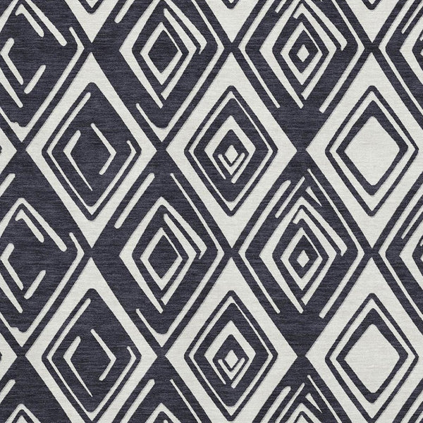 HomeRoots 8' X 10' Black And Ivory Geometric Area Rug - Washable, UV-Protected, Perfect for Modern Homes! 668383
