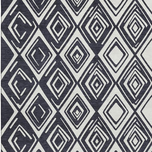 HomeRoots 8' X 10' Black And Ivory Geometric Area Rug - Washable, UV-Protected, Perfect for Modern Homes! 668383