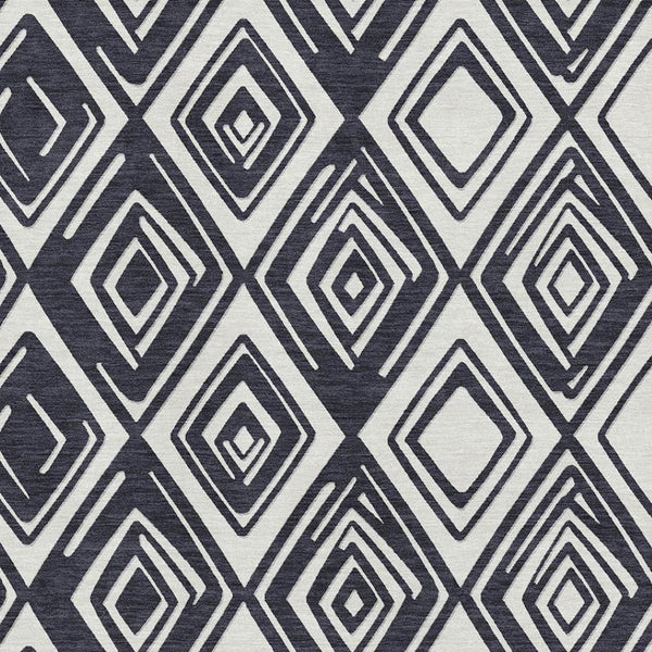 HomeRoots 9' X 12' Black And Ivory Geometric Area Rug – Washable, UV Protected, Modern & Durable Design for Homes 668384