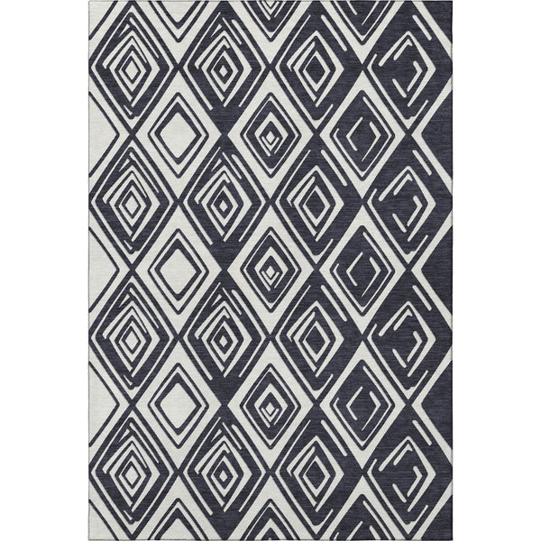 HomeRoots 10' Geometric Black and Ivory Washable Area Rug for High-Traffic Homes with UV Protection & Durability 668385