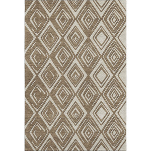 HomeRoots 8' X 10' Brown and Beige Geometric Area Rug - Washable, UV-Protected, Modern Design for Comfort 668389