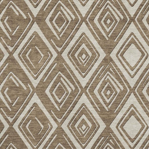 HomeRoots 8' X 10' Brown and Beige Geometric Area Rug - Washable, UV-Protected, Modern Design for Comfort 668389