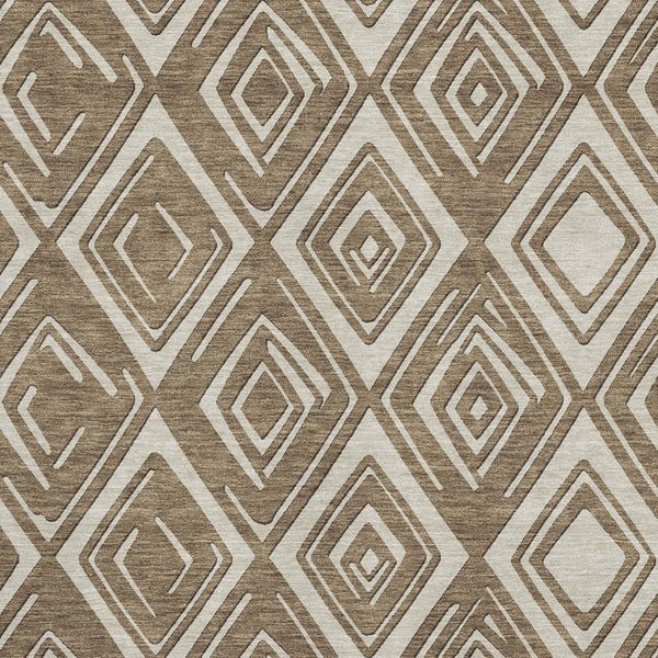 HomeRoots 8' X 10' Brown and Beige Geometric Area Rug - Washable, UV-Protected, Modern Design for Comfort 668389