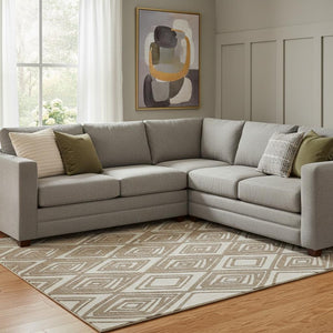 HomeRoots 9' X 12' Brown & Beige Geometric Area Rug – Washable, UV-Protected, Perfect for Homes with Kids & Pets 668390