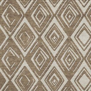 HomeRoots 9' X 12' Brown & Beige Geometric Area Rug – Washable, UV-Protected, Perfect for Homes with Kids & Pets 668390