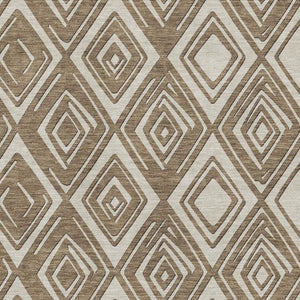 HomeRoots 10' Modern Brown and Beige Geometric Washable Area Rug with UV Protection for Busy Homes & Decor 668391