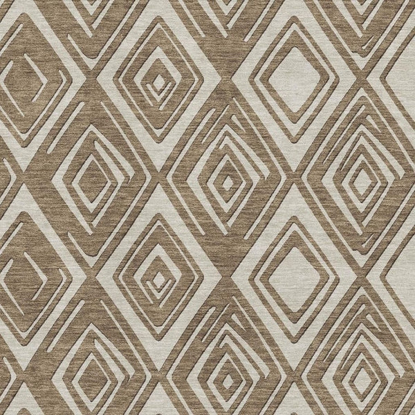HomeRoots 10' Modern Brown and Beige Geometric Washable Area Rug with UV Protection for Busy Homes & Decor 668391
