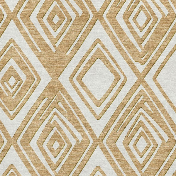 HomeRoots 9' X 12' Gold and Ivory Geometric Washable Area Rug – Durable, Stylish, UV-Protected for Busy Homes 668396