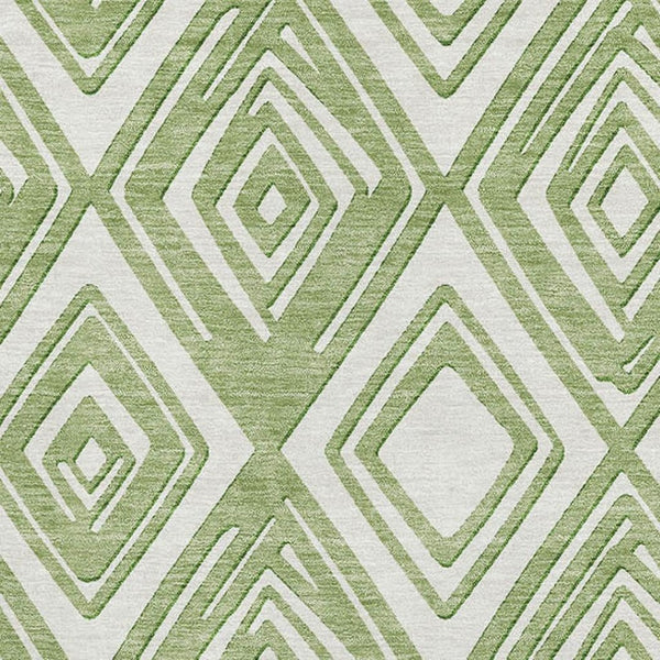 HomeRoots 5' X 8' Green and Ivory Geometric Area Rug – Washable, UV Protected, Stylish for Kids & Pets! 668399