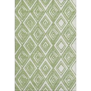 HomeRoots 8' X 10' Geometric Area Rug in Green & Ivory – Washable, UV Protected, Durable for Family Spaces! 668401