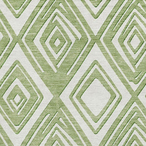HomeRoots 8' X 10' Geometric Area Rug in Green & Ivory – Washable, UV Protected, Durable for Family Spaces! 668401