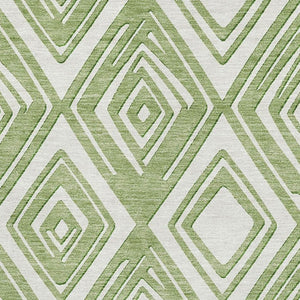 HomeRoots 9' X 12' Modern Green and Ivory Geometric Area Rug - Washable, Stain Resistant, UV Protected Design 668402