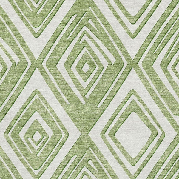 HomeRoots 9' X 12' Modern Green and Ivory Geometric Area Rug - Washable, Stain Resistant, UV Protected Design 668402