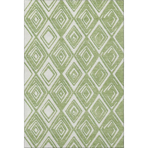 HomeRoots 10' X 14' Green and Ivory Geometric Area Rug – Washable, UV-Protected, Durable for High-Traffic Spaces! 668403