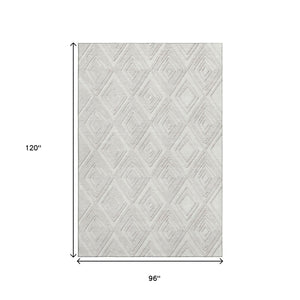 HomeRoots 8' X 10' Stylish Ivory & Beige Geometric Washable Area Rug with UV Fade Protection & Easy Care 668407