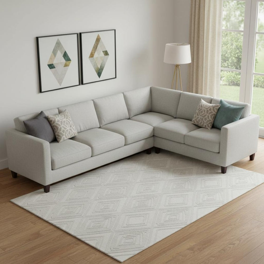 HomeRoots 8' X 10' Stylish Ivory & Beige Geometric Washable Area Rug with UV Fade Protection & Easy Care 668407
