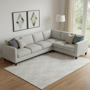 HomeRoots 8' X 10' Stylish Ivory & Beige Geometric Washable Area Rug with UV Fade Protection & Easy Care 668407