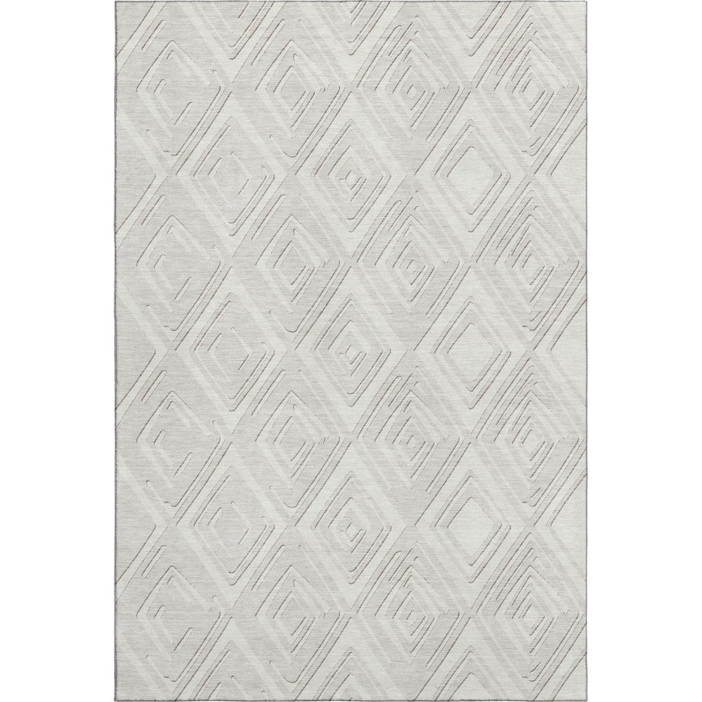 HomeRoots 8' X 10' Stylish Ivory & Beige Geometric Washable Area Rug with UV Fade Protection & Easy Care 668407