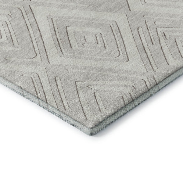 HomeRoots 8' X 10' Stylish Ivory & Beige Geometric Washable Area Rug with UV Fade Protection & Easy Care 668407