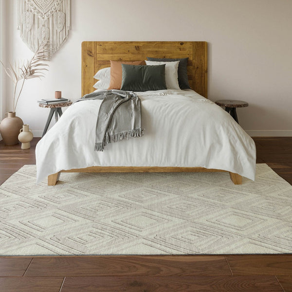 HomeRoots 8' X 10' Stylish Ivory & Beige Geometric Washable Area Rug with UV Fade Protection & Easy Care 668407