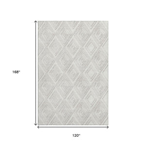 HomeRoots 10' X 14' Stylish Ivory & Beige Geometric Washable Area Rug with UV Protection for High Traffic Use 668409