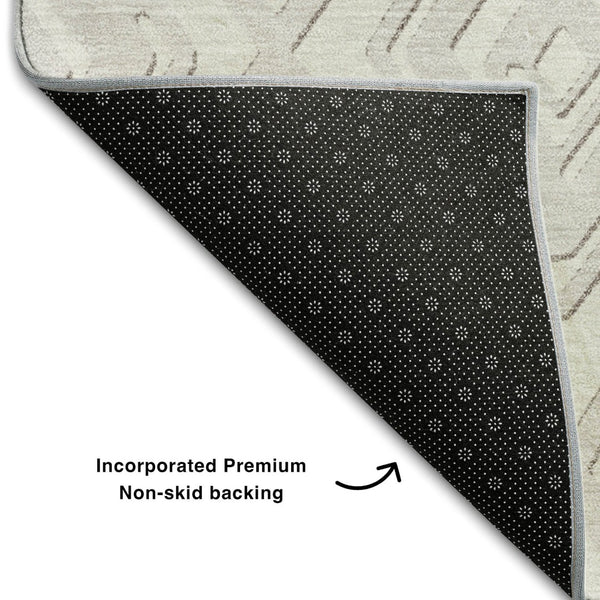 HomeRoots 10' X 14' Stylish Ivory & Beige Geometric Washable Area Rug with UV Protection for High Traffic Use 668409